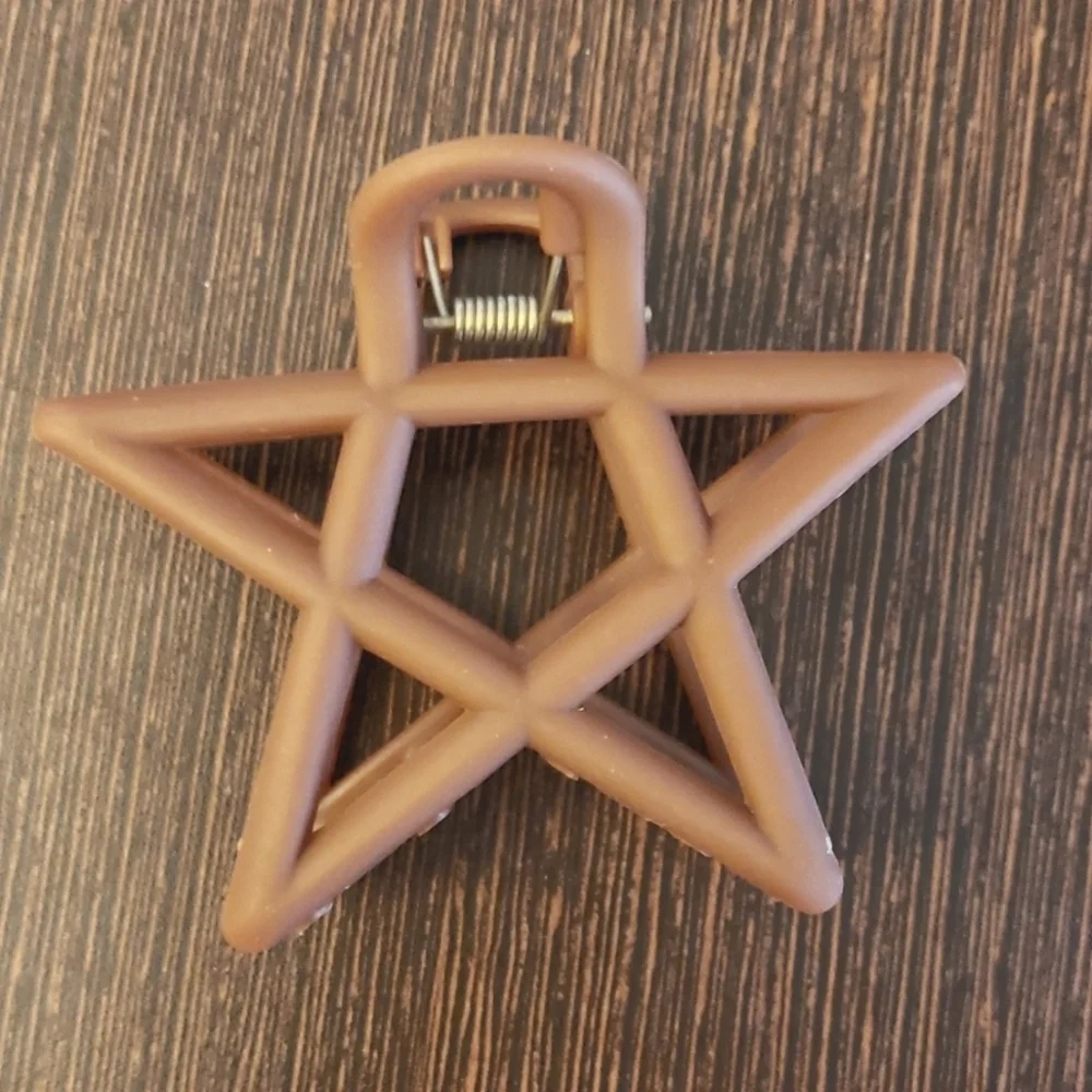 Star Shaped Claw Clips Set of 3: 1 Navy, 1 Orange and 1 Brown